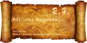 Réczei Hajnalka névjegykártya
